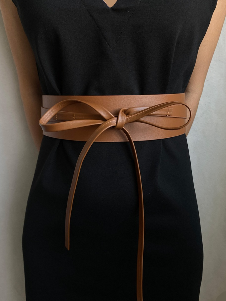 Women's Fashion Imitation Leather Tie Band Wide Belt