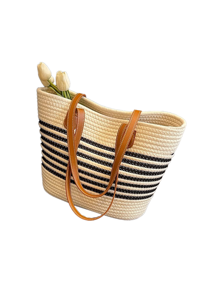 Large Capacity Versatile Single Shoulder Straw Woven Bag Seaside Beach Vacation Bag