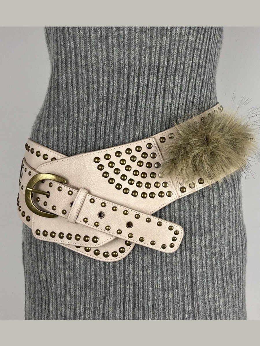 Women's Fur Belt Retro Versatile Faux Leather Belt
