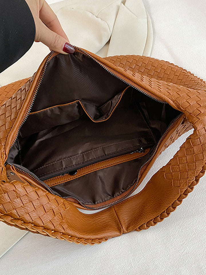 Women's Fashionable Leather Woven Bag