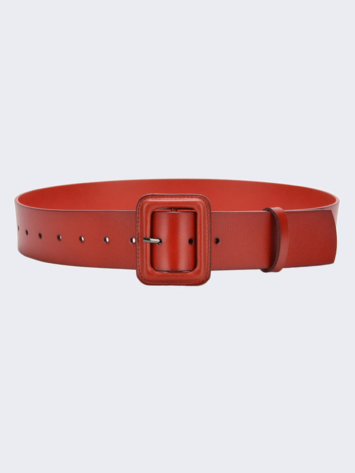 Women's Fashion Imitation Leather Solid Color Square Belt
