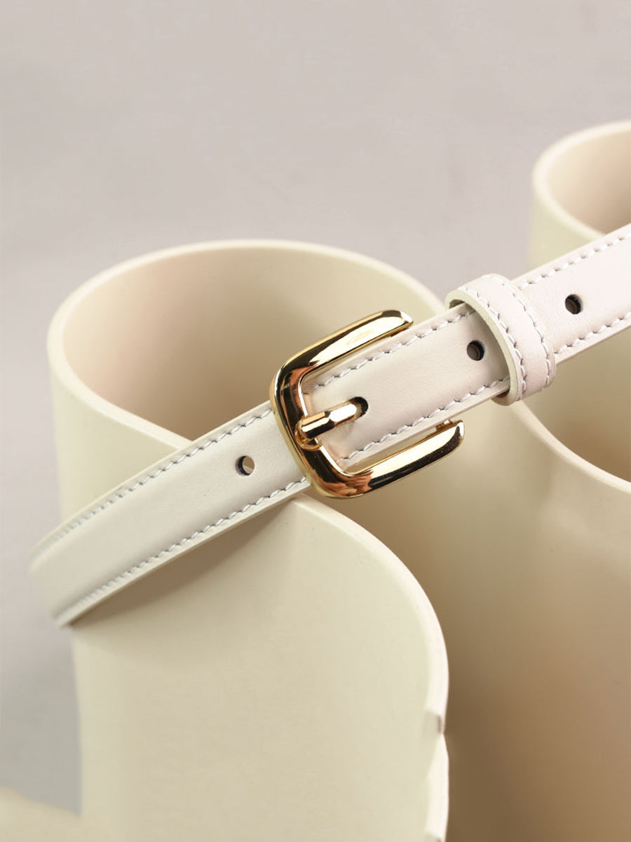 Women's Classic Chic Leather Square - Buckle Belt