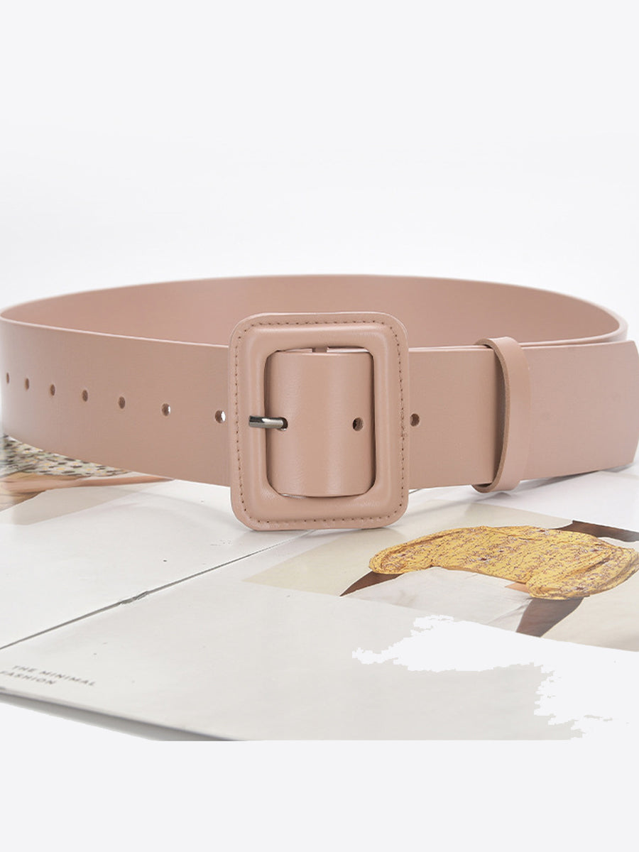 Women's Fashion Imitation Leather Solid Color Square Belt