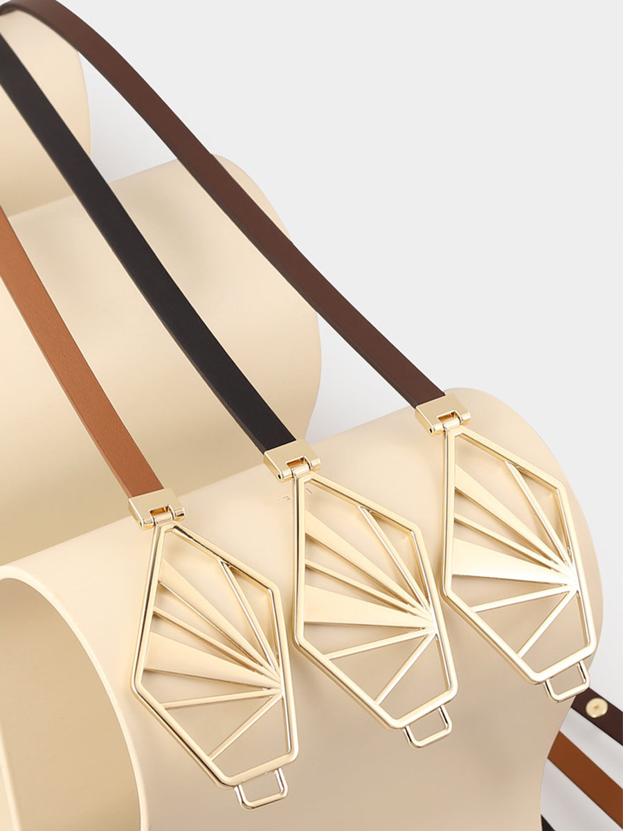 Women's Neutral - Brown Minimalist Leather Geometric Belt
