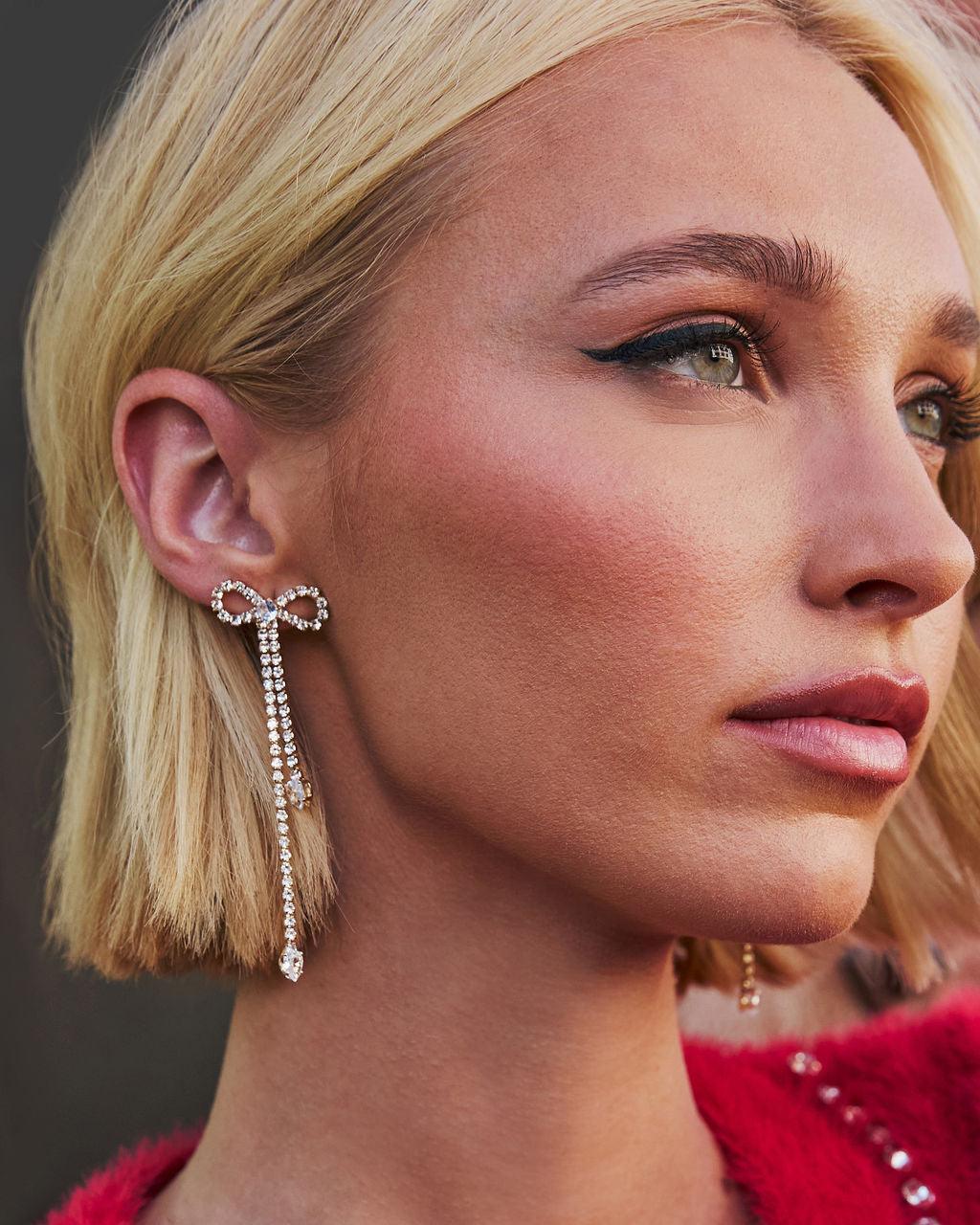 Final Touch Rhinestone Bow Earrings