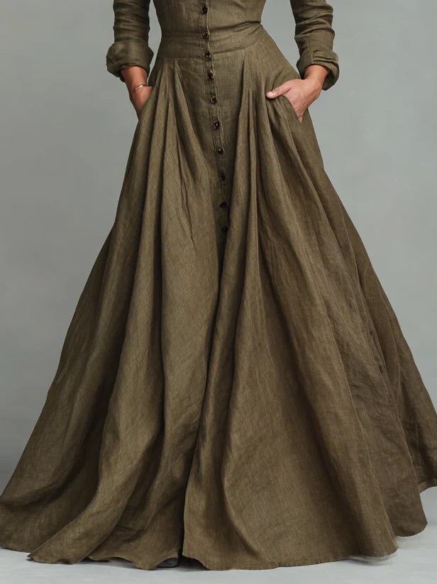 Vintage button-down shirt floor-length dress