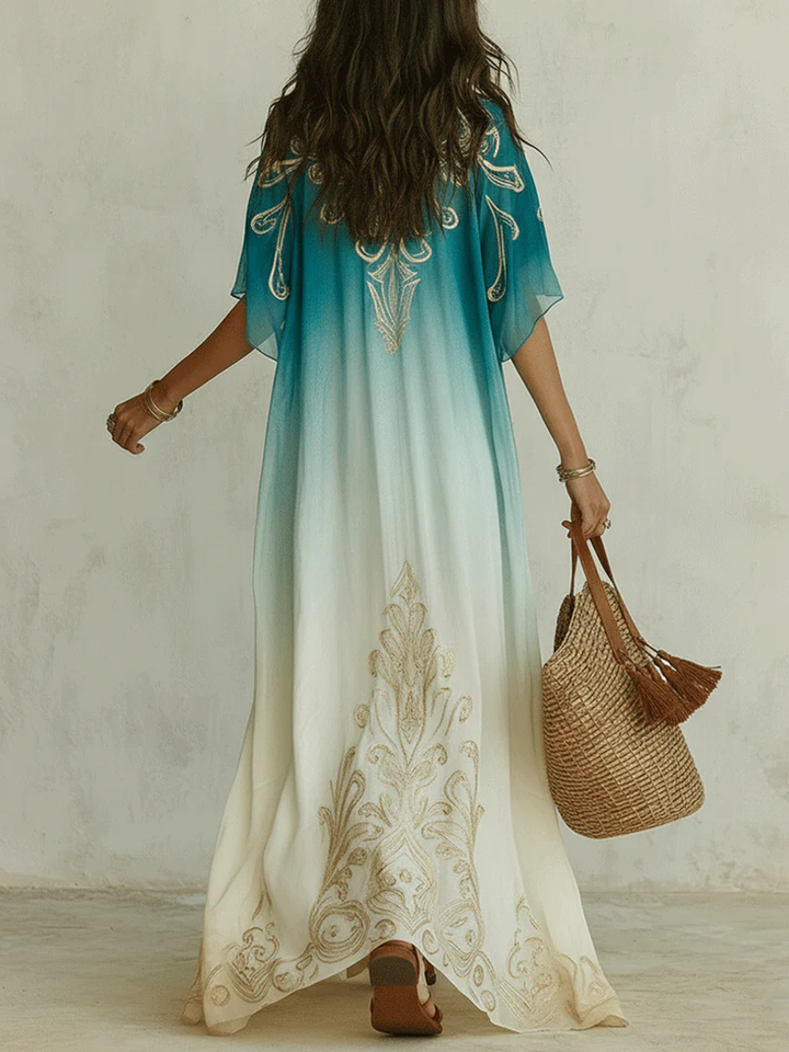 Abito lungo Kaftan Aqua Ombré