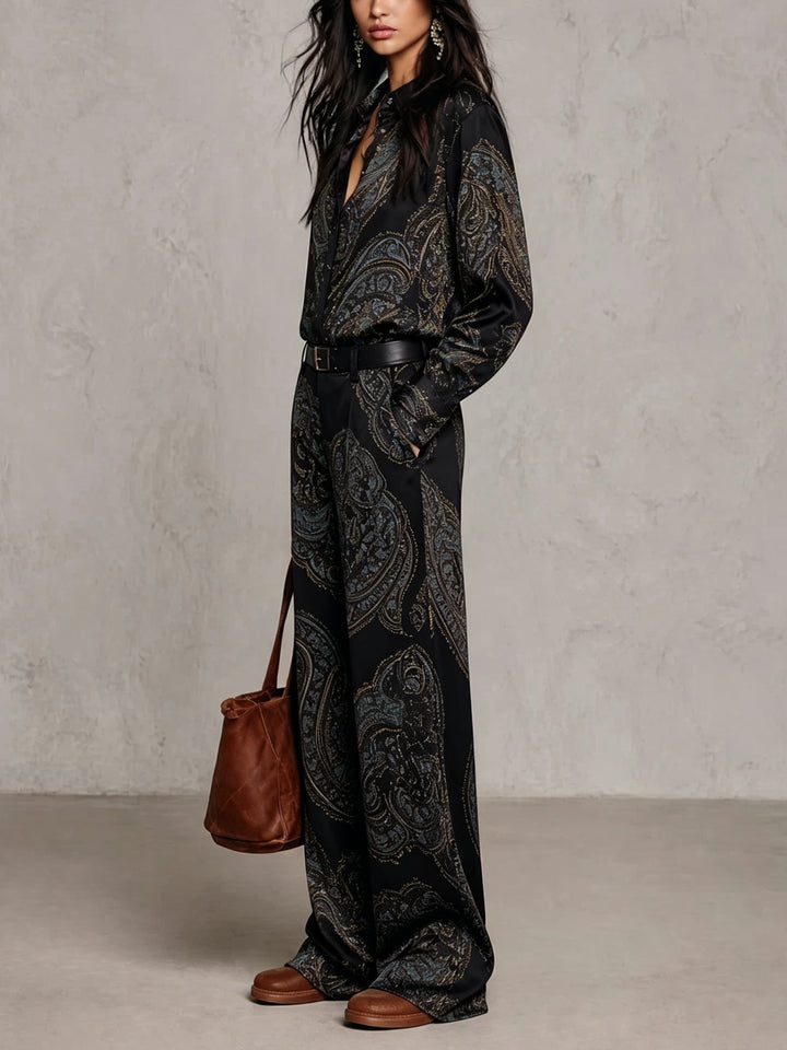 Paisley Belted Wide-Leg Set
