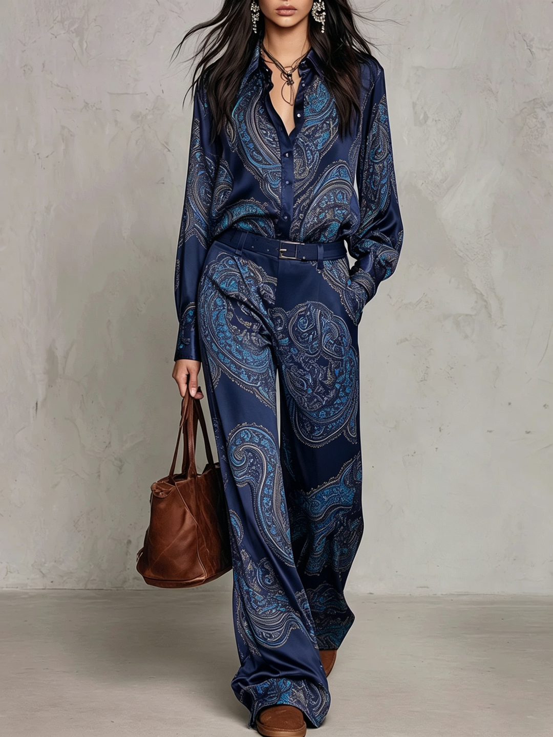 Paisley Belted Wide-Leg Set