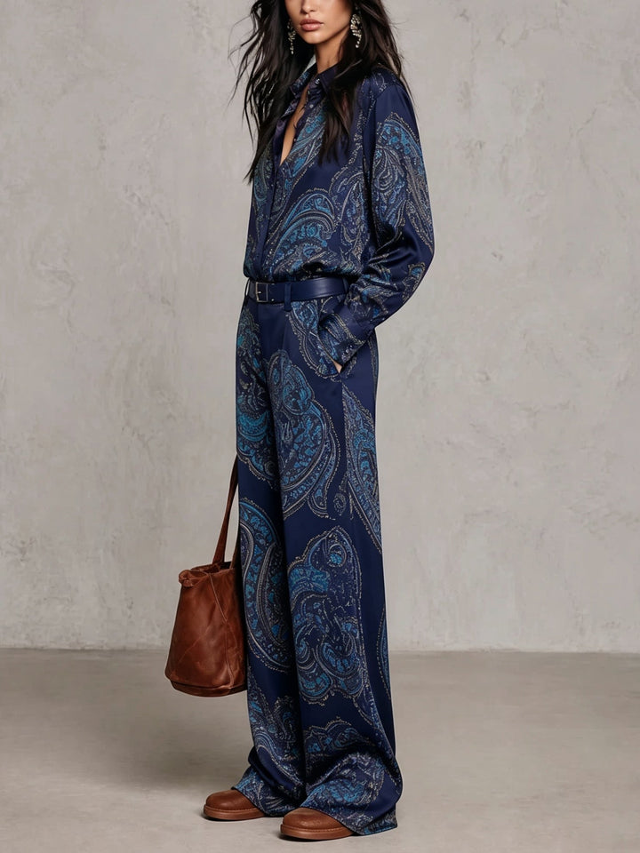 Paisley Belted Wide-Leg Set