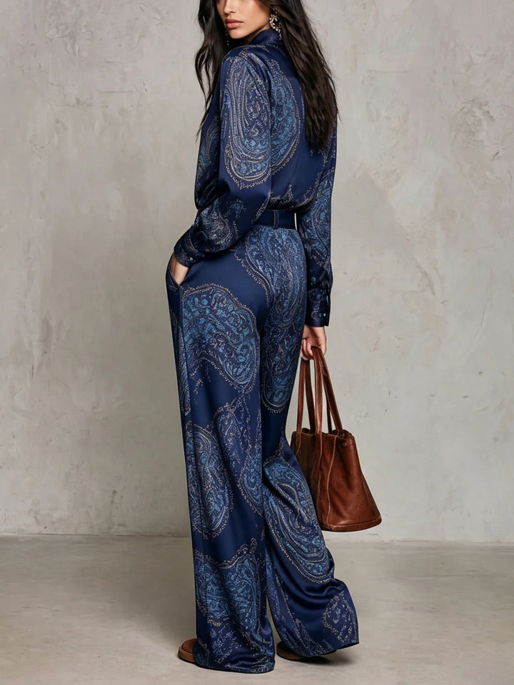 Paisley Belted Wide-Leg Set