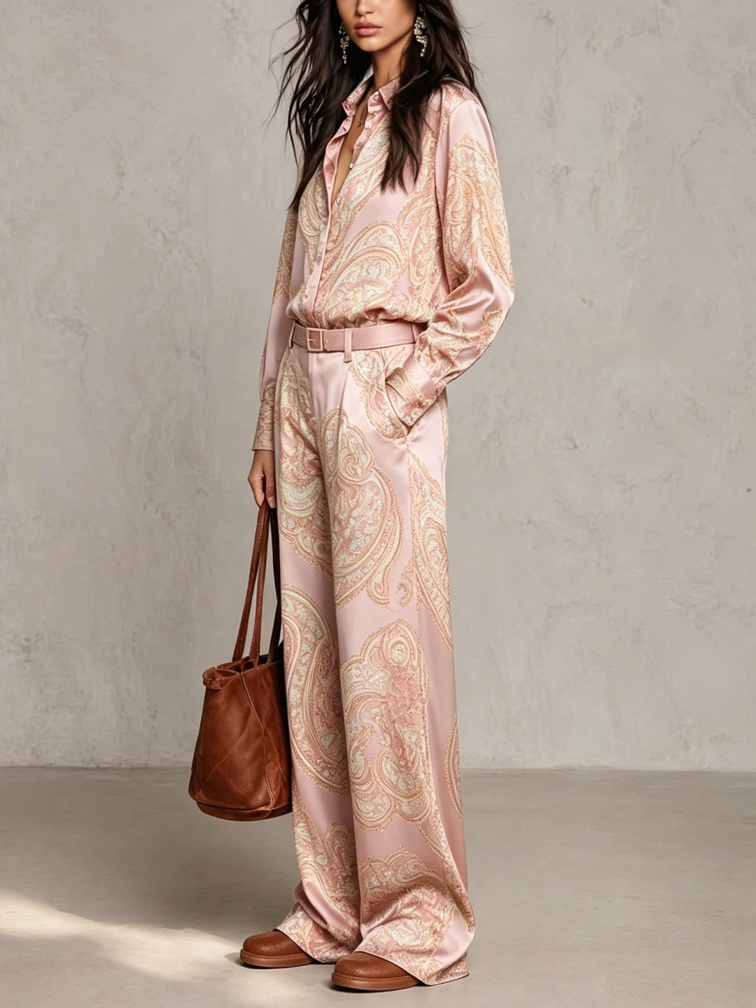 Paisley Belted Wide-Leg Set