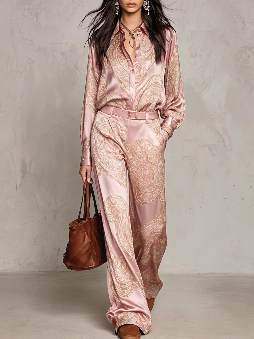Paisley Belted Wide-Leg Set