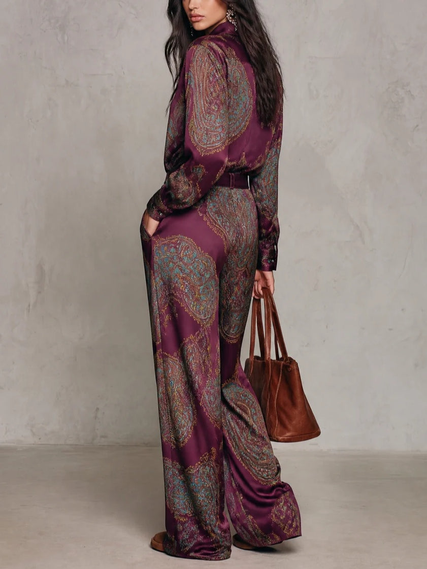 Paisley Belted Wide-Leg Set
