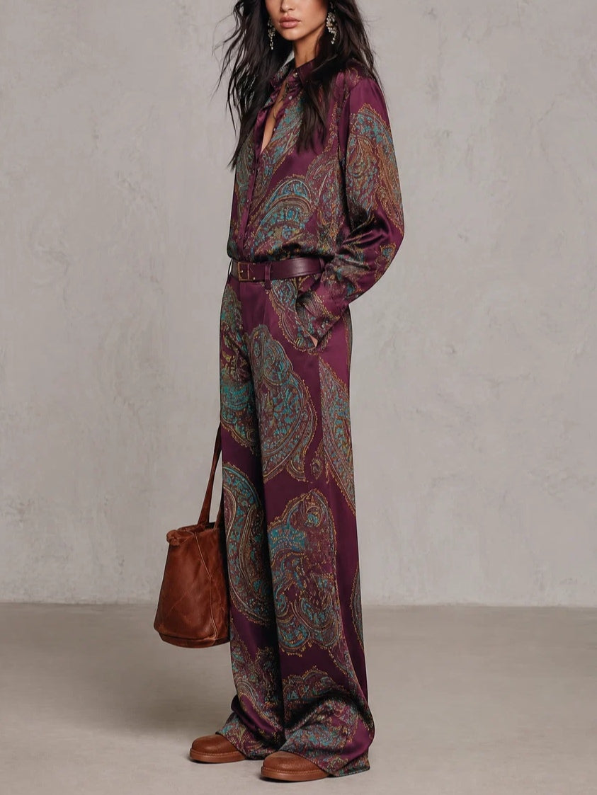 Paisley Belted Wide-Leg Set