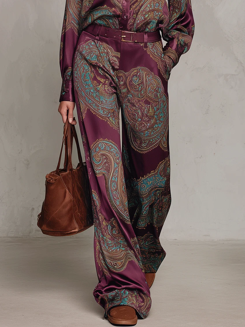 Paisley Belted Wide-Leg Set