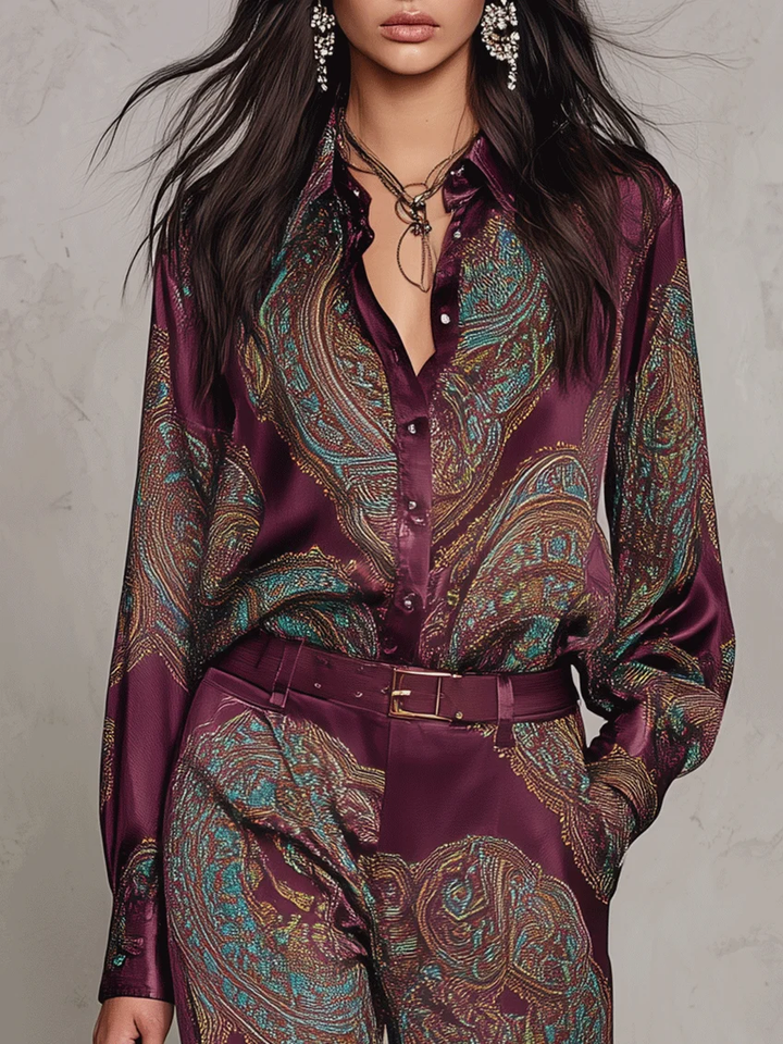 Paisley Belted Wide-Leg Set
