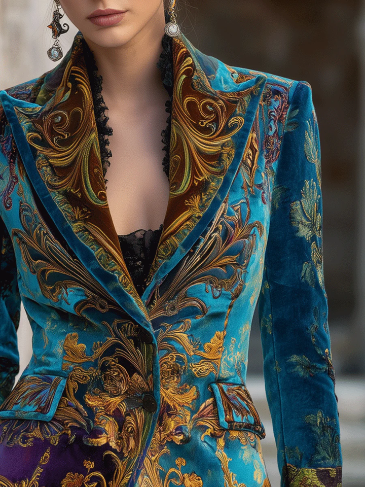 Vintage Bohemian Baroque Velvet Blazer