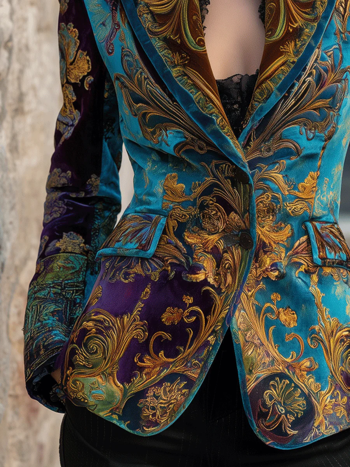 Vintage Bohemian Baroque Velvet Blazer