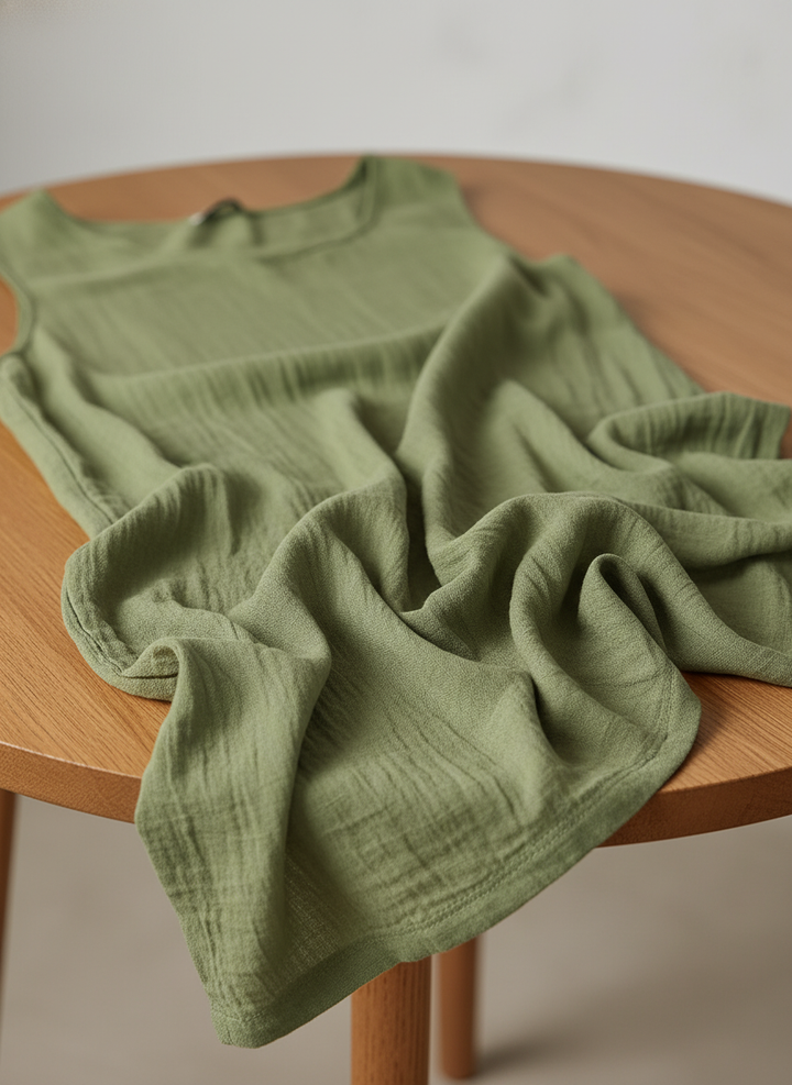 Vintageinspirerat avslappnat chic ärmlöst linne och rutiga byxor set