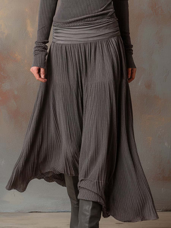 Vintage Ribbed Knit Maxi Dress In Charcoal Gray