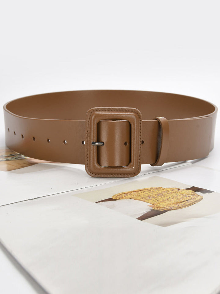 Women's Fashion Imitation Leather Solid Color Square Belt