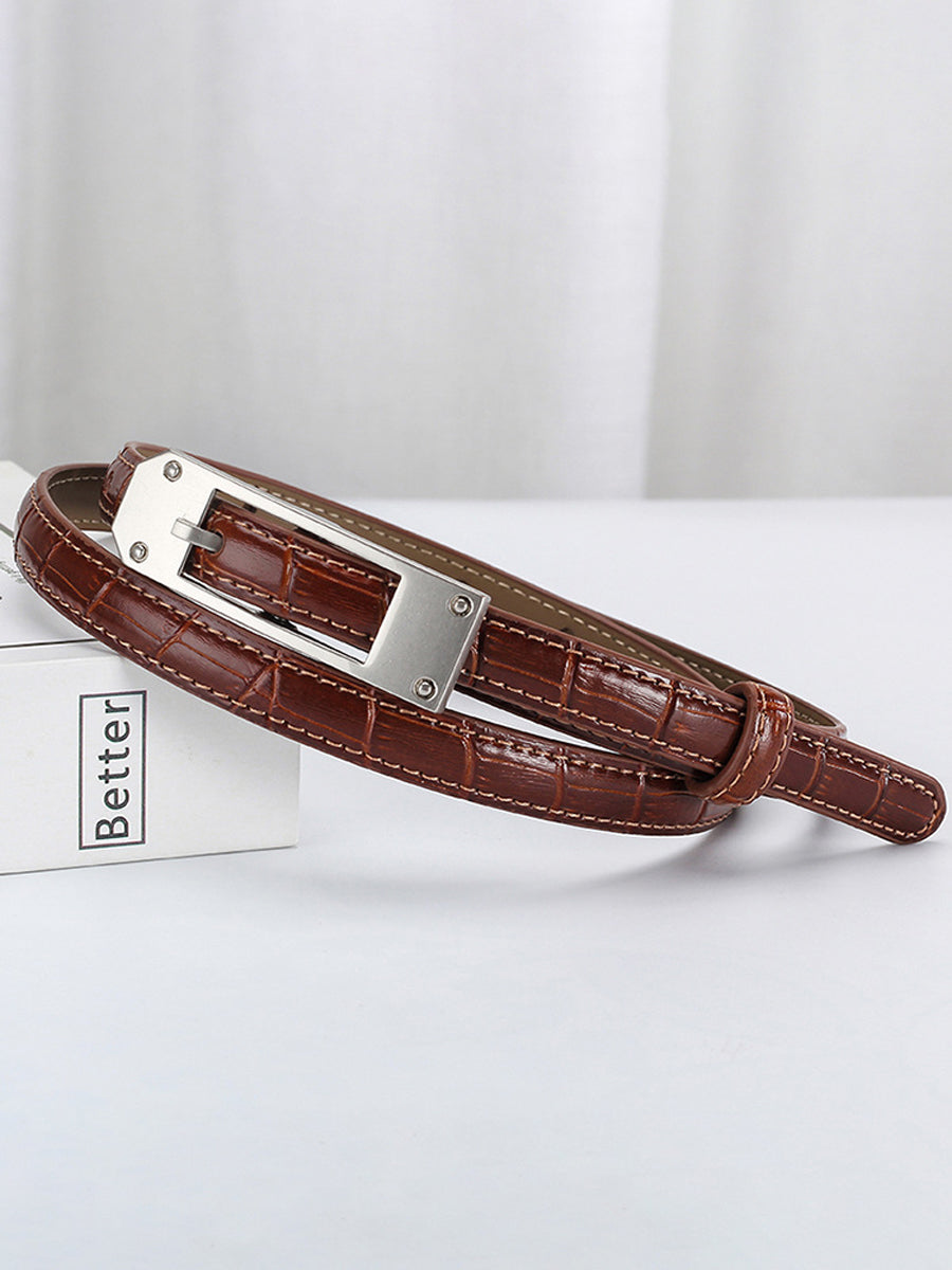 Women's Fashionable Alligator Leather Thin Belt