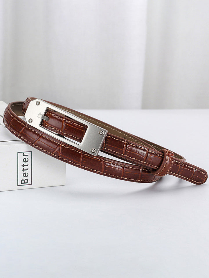 Women's Fashionable Alligator Leather Thin Belt