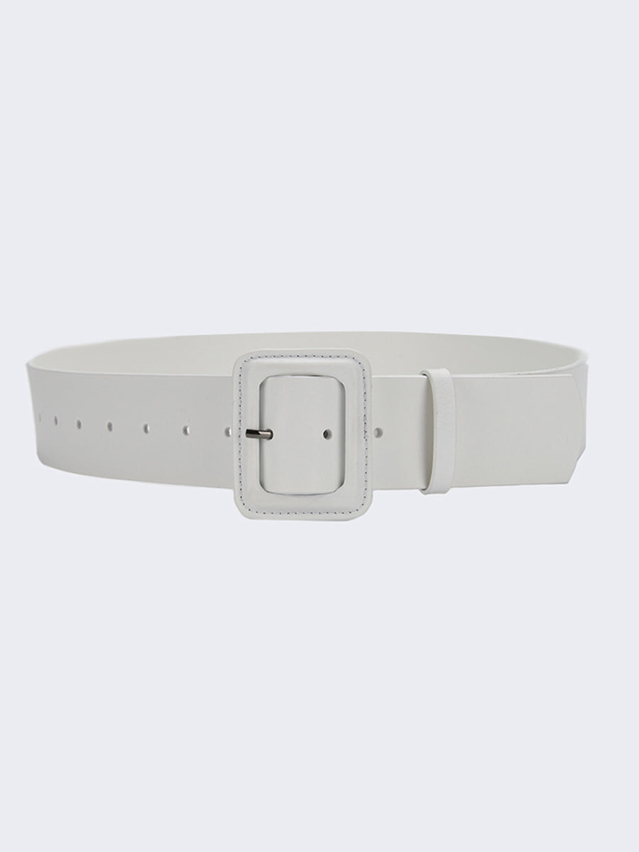 Women's Fashion Imitation Leather Solid Color Square Belt
