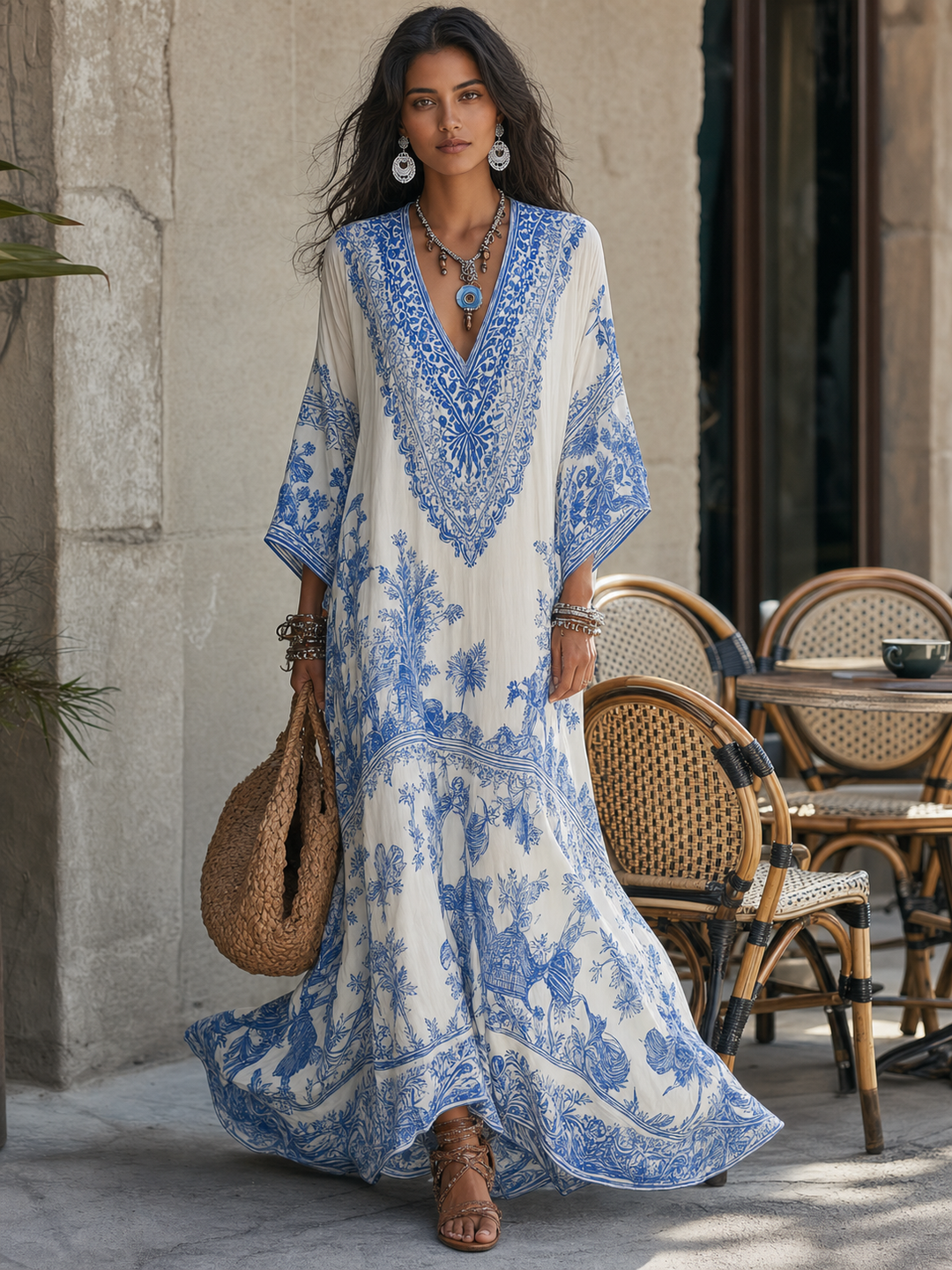 Veredeltes Porzellan-Kaftankleid