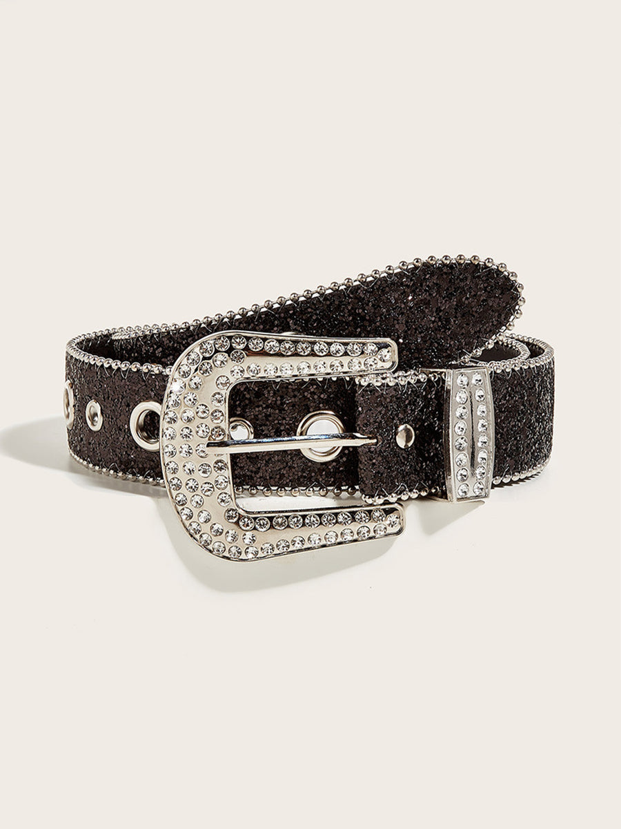 Women's Glamorous Rhinestone - Embellished Buckle Belt