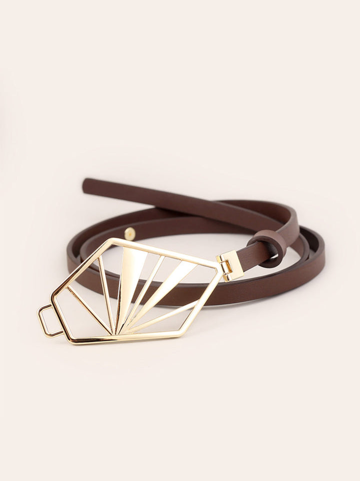 Women's Neutral - Brown Minimalist Leather Geometric Belt