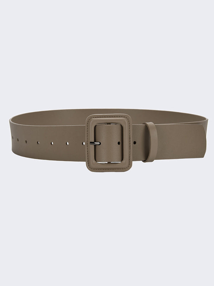 Women's Fashion Imitation Leather Solid Color Square Belt