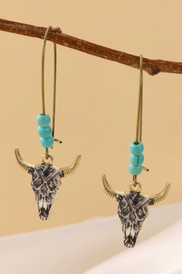 Orecchini da donna con testa di toro in stile western