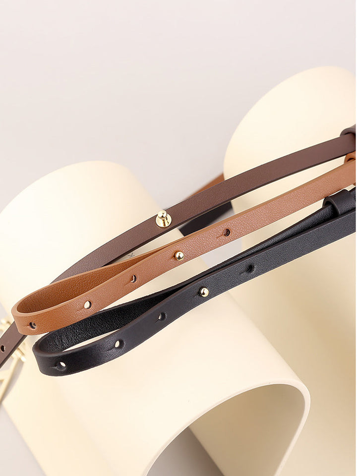 Women's Neutral - Brown Minimalist Leather Geometric Belt