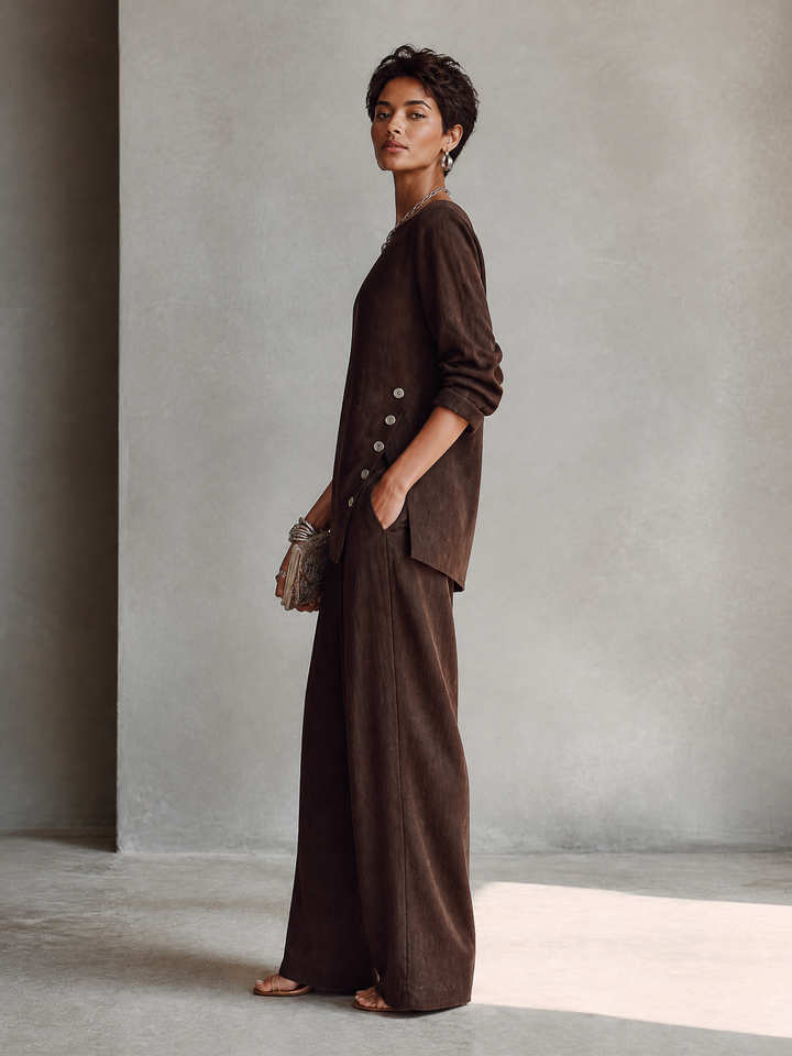 Set mit asymmetrischem Saum und weitem Bein