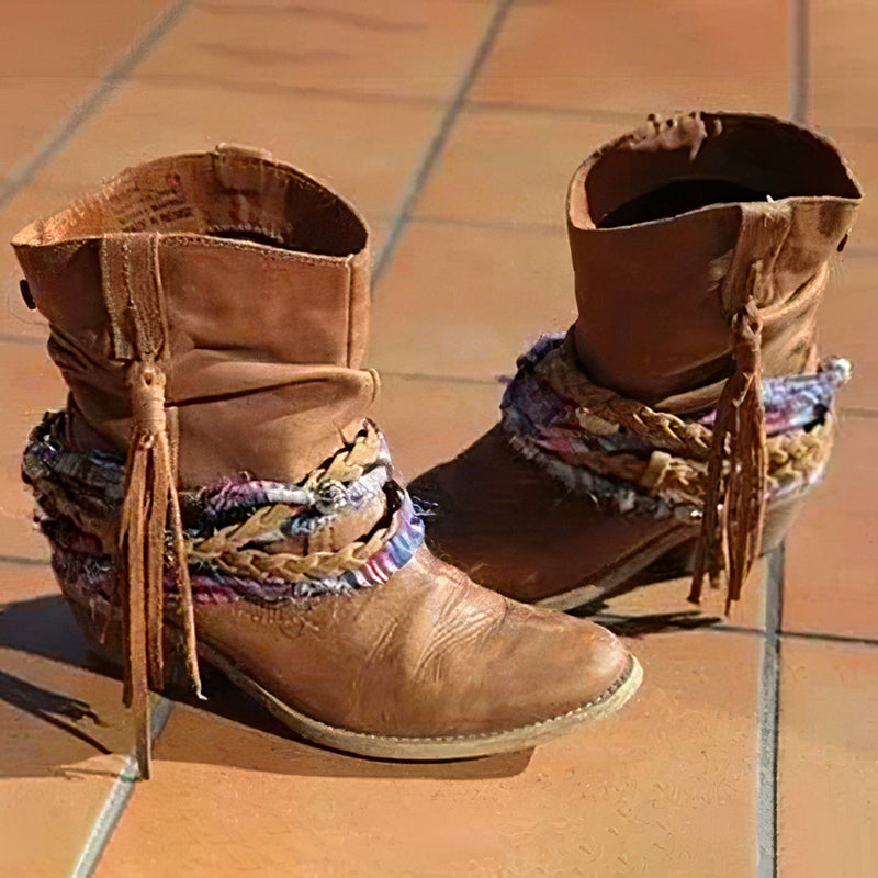 Vintage Western Tribal Tassel and Ankle Boots