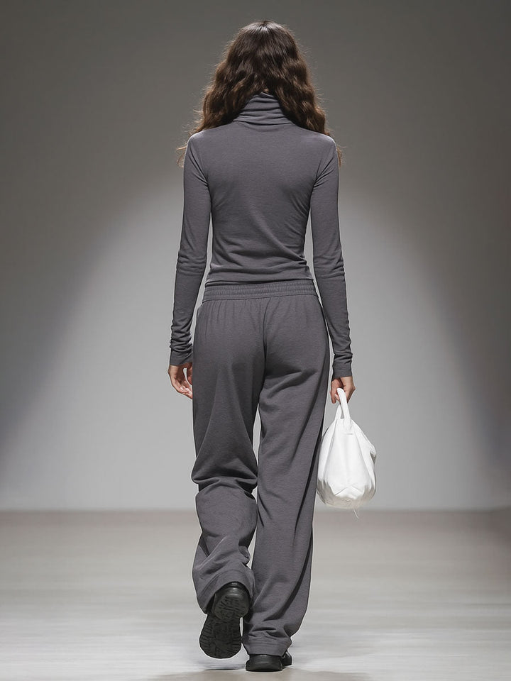 Casual Long-sleeved T-shirt And Wide-leg Pants Set