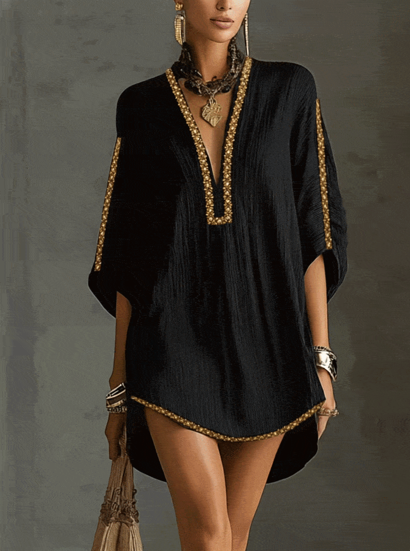 Vyšívané mini šaty kaftan