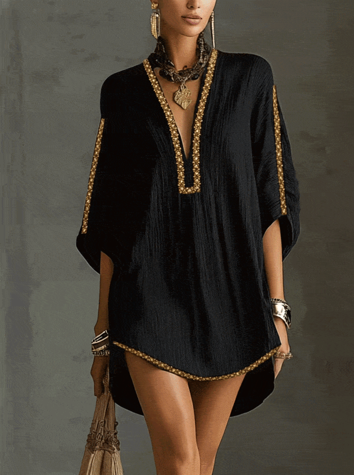 Vyšívané mini šaty kaftan