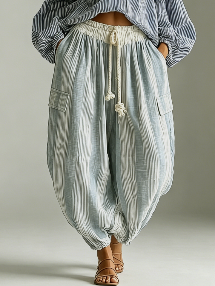 Striped Lantern Pants Two-Piece Set